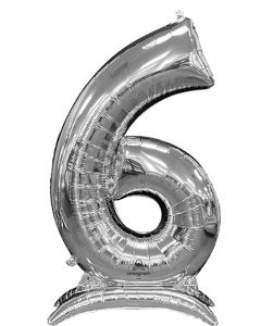 LRG SHP STAND-UP NUMBERZ 6 SILVER ANAGRAM 50" (PKG)(D)