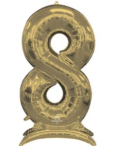LRG SHP STAND-UP NUMBERZ 8 WHITE GOLD ANAGRAM 50" (PKG)(D)