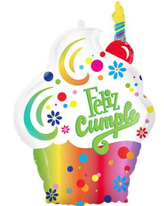 LRG SHP FELIZ CUMPLEANOS PUNTOS CUPCAKE 34"