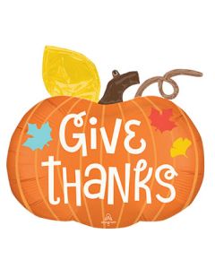 LRG SHP GIVE THANKS SATIN PUMPKIN 25" (PKG)(D) sale