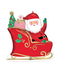 LRG SHP STARRY NIGHT SANTA IN SLEIGH 27" (PKG)(D)