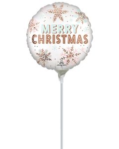 9C MERRY CHRISTMAS WHITE SATIN SNOWFLAKES AIR FILL ONLY (D)
