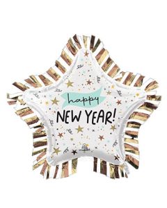LRG SHP HAPPY NEW YEAR STAR FRINGE BORDER 28" (PKG)(D) sale