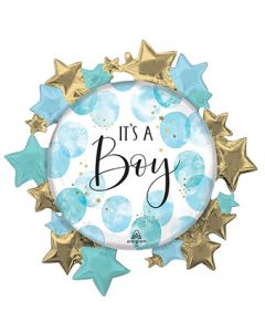LRG SHP BABY BOY BLUE WATERCOLOR 26" (PKG)