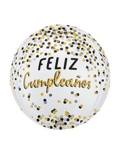 ORBZ BLACK SILVER GOLD FELIZ CUMPLEANOS 16" (PKG)