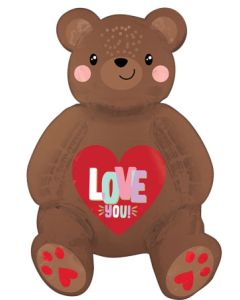 LRG SHP SITTING SATIN LOVE BEAR 20" (MULTI-BLN)(PKG) AIR FIL