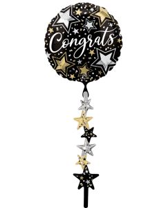AIRWALKER CONGRATS BLACK SILVER GOLD FOIL-TAIL 24" X 67" PKG