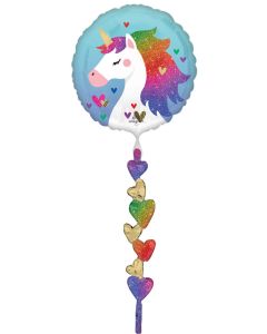 AIRWALKER RAINBOW UNICORN FOIL-TAIL 24" X 67" PKG)