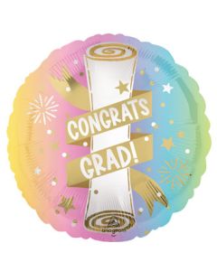 18C CONGRATS GRAD PASTEL PARTY SATIN
