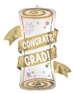 LRG SHP PASTEL CONGRATS GRAD PARTY DIPLOMA 31" (PKG)