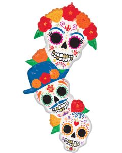 LRG SHP DAY OF THE DEAD BRIGHT FLORES SKULLS 41" (PKG)(D)