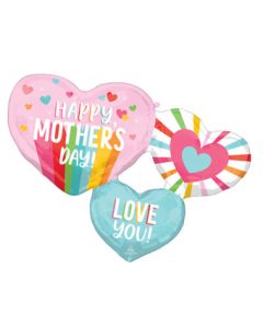 LRG SHP HMD BRIGHT STRIPES HEARTS 33" (PKG)(D) sale