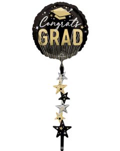 AIRWALKER STRIPES CONGRATS GRAD STARS FOIL-TAIL 67" (PKG)