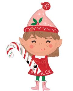 LRG SHP CHRISTMAS ELF WITH CANDY CANE 39" (PKG)