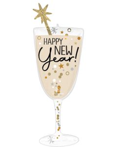 LRG SHP BUBBLY HAPPY NEW YEAR GLASS 40" (PKG)