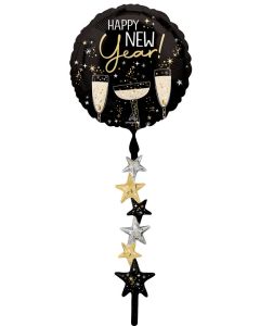 AIRWALKER BUBBLY HAPPY NEW YEAR FOIL-TAIL 67" (PKG)