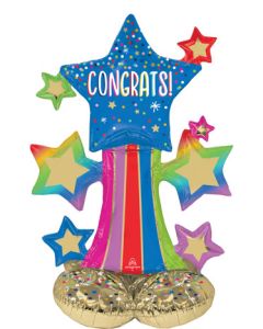 AIRLOONZ JR. CONGRATS COLORFUL STAR BURSTS 36" (PKG)