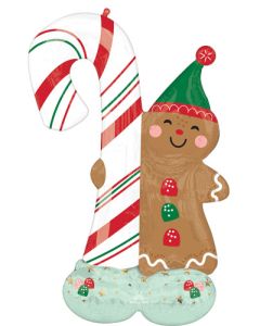 AIRLOONZ CHRISTMAS GINGERBREAD MAN CANDY CANE 51" (PKG)