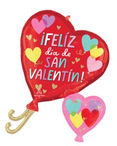 LRG SHP FELIZ DIA DE SAN VALENTIN HEARTS 29" (PKG)(D)