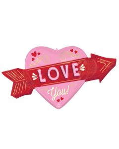 LRG SHP RETRO LOVE YOU ARROW 42" (PKG)