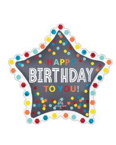 LRG SHP HB TO YOU SATIN CONFETTI BURST 34" (PKG)