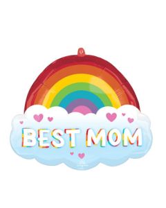 LRG SHP BEST MOM BRILLIANT RAINBOW 25" (PKG)