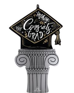 LRG SHP SATIN CONGRATS GRAD ACHIEVEMENT PEDESTAL 35"(PKG)