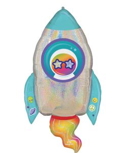 LRG SHP OUTER SPACE ROCKET SHIP 29" (HOLO)(PKG)
