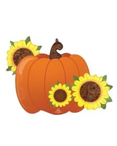 LRG SHP FALL PUMPKIN & SUNFLOWERS 31" (PKG)