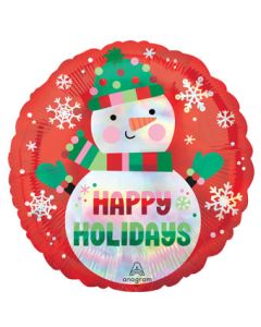 18C HAPPY HOLIDAYS SHIMMERING IRIDESCENT SNOWMAN (HOLO)