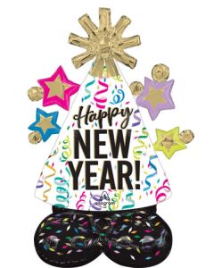 AIRLOONS JR. SATIN HAPPY NEW YEAR CONFETTI CHEER 36" (PKG)