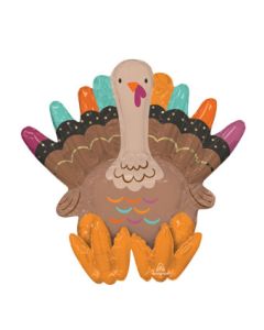 LRG SHP SITTING GIVE THANKS TURKEY 21" (MULTI)(PKG)AIR FILL