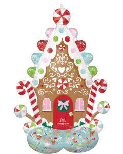 AIRLOONZ BRIGHT GINGERBREAD HOUSE 51" (PKG)