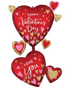LRG SHP HVD SATIN HEARTFELT LOVE YOU 45" (MULTI-BLLN)(PKG)