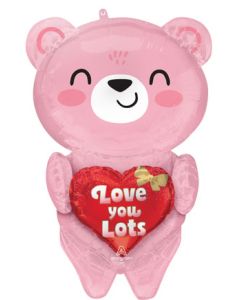 LRG SHP BLUSH BEAR HUGS LOVE YOU LOTS 28" (MULTI-BLLN)(PKG)