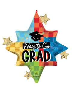 LRG SHP DIPLOMA, CHECK! WAY TO GO GRAD 29" (PKG)