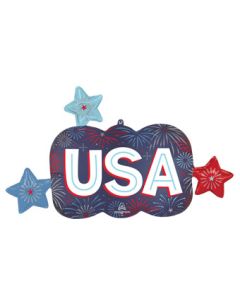 LRG SHP SATIN PATRIOTIC BURST USA 36" (PKG)