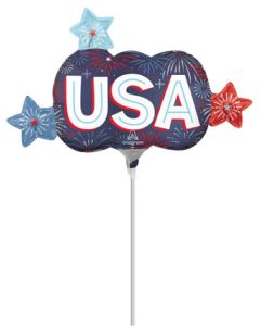 MIN SHP SATIN PATRIOTIC BURST USA AIR FILL ONLY