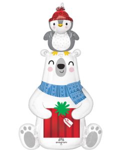 LRG SHP POLAR BEAR & PENGUIN FROSTED FRIENDS 36" (PKG)