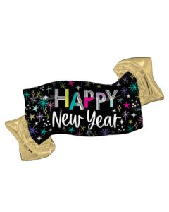 LRG SHP HAPPY NEW YEAR MID-CENTURY SPARKLE 39" (PKG)