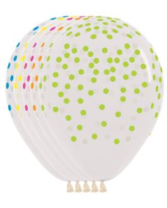 11C SEMPERTEX CRYSTAL CLEAR WITH NEON CONFETTI DOTS (BAG 50)