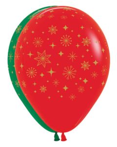 11C GOLDEN SNOWFLAKES FOREST GREEN & RED ASST (BAG50)