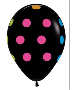 11C SEMPERTEX MULTI-COLOR NEON POLKA DOTS ON BLACK (BAG50)