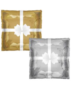 LRG SHP GOLD/SILVER SQUARED PRESENT 24" (PKG)