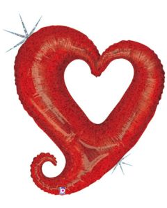LRG SHP LINKY CHAIN OF HEARTS RED (HOLO) 37"