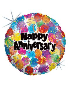 18C HAPPY ANNIVERSARY BALLOONS PARTY (HOLO)(PKG)