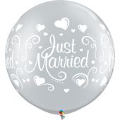 30C JUST MARRIED HEARTS ARD METALLIC SILVER (PACK2)(D) sale